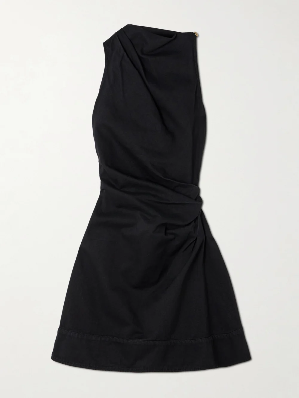 Alexander McQueen Gathered Denim Mini Dress in black