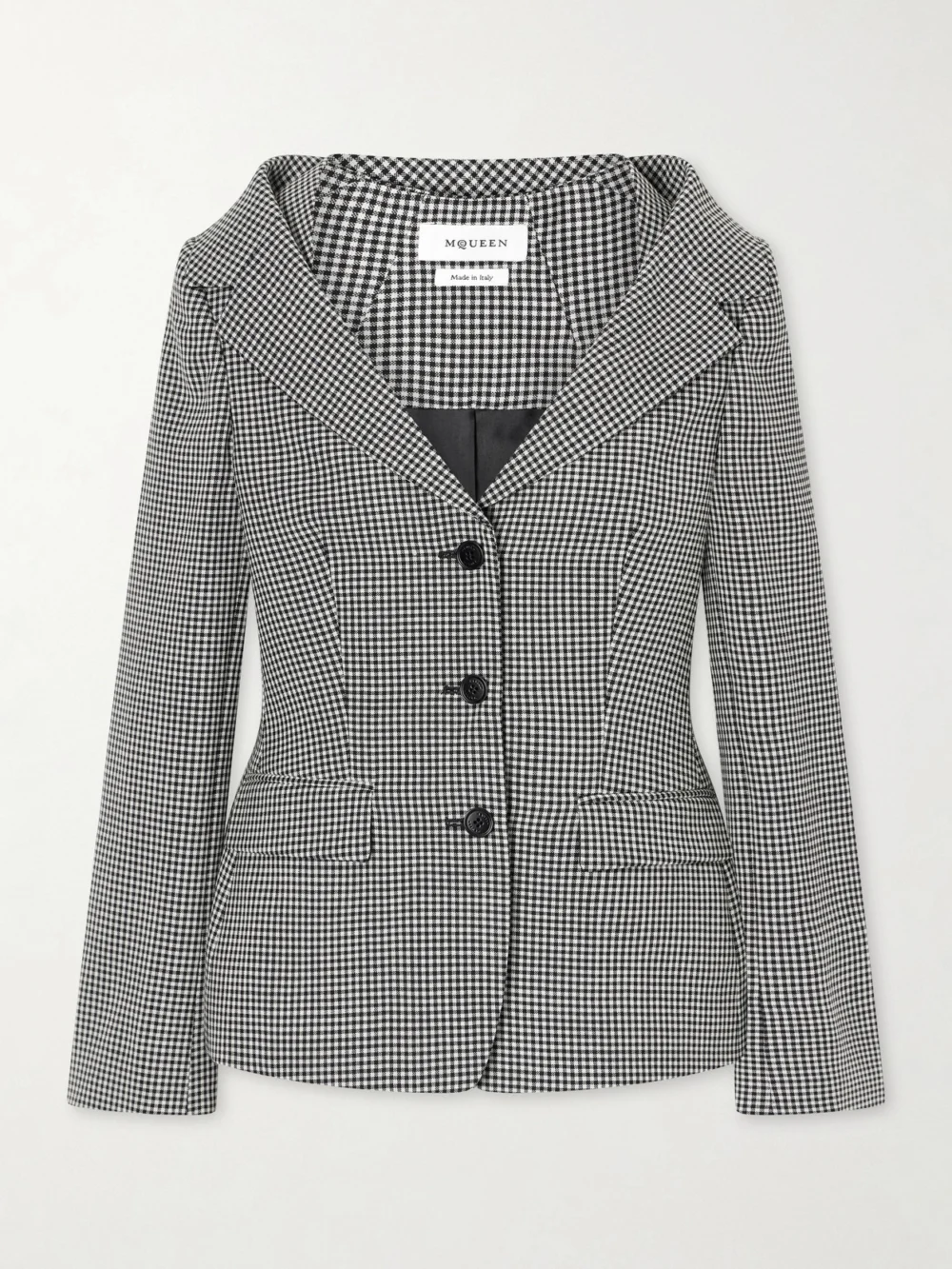Alexander McQueen Gingham Wool Jacket in gray