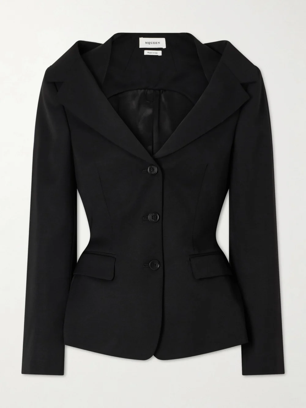 Alexander McQueen Halterneck Wool Blazer in black