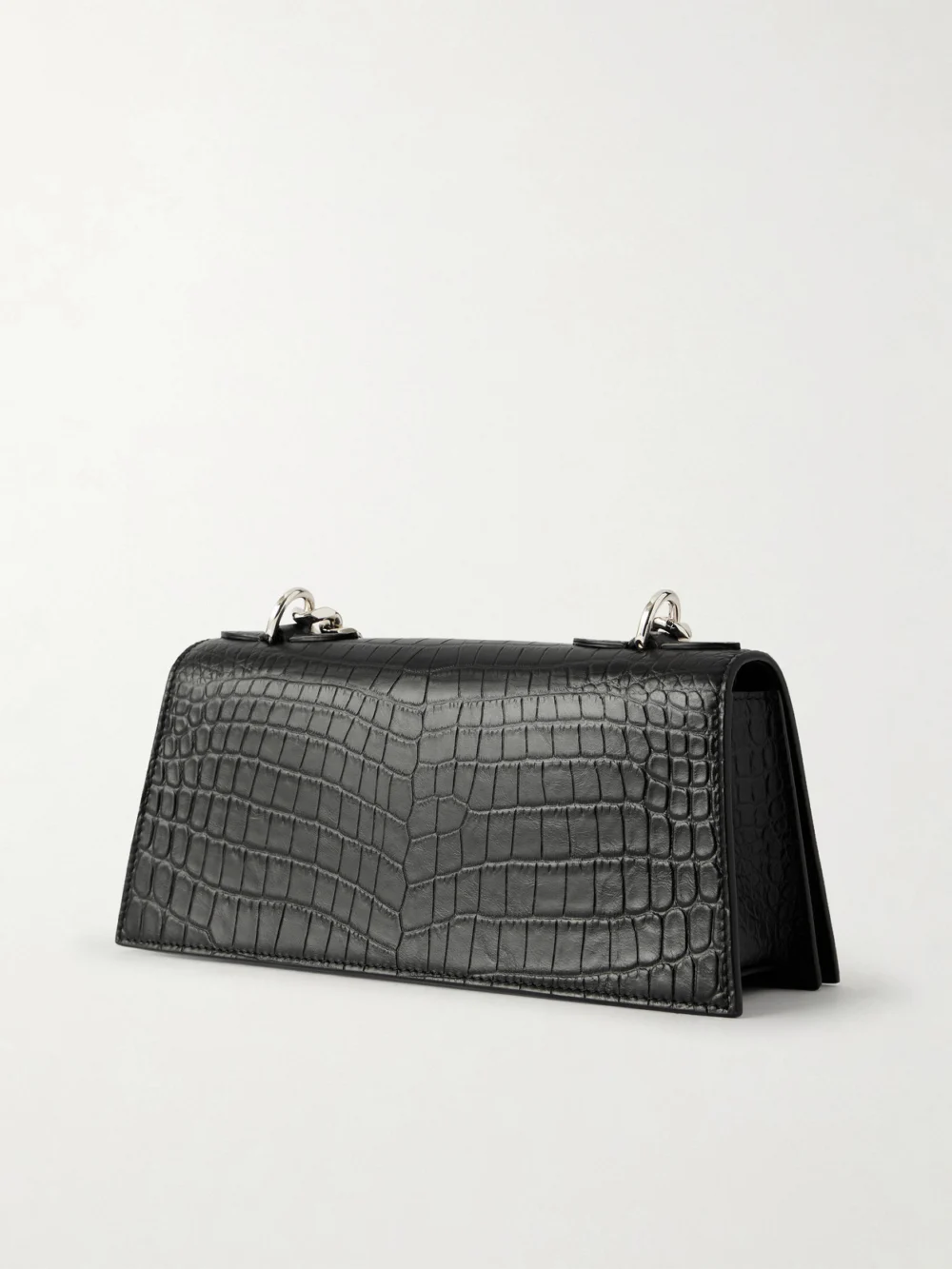 Back view of the Alexander McQueen Jeweled Satchel Mini Embellished Croc-effect Leather Shoulder Bag