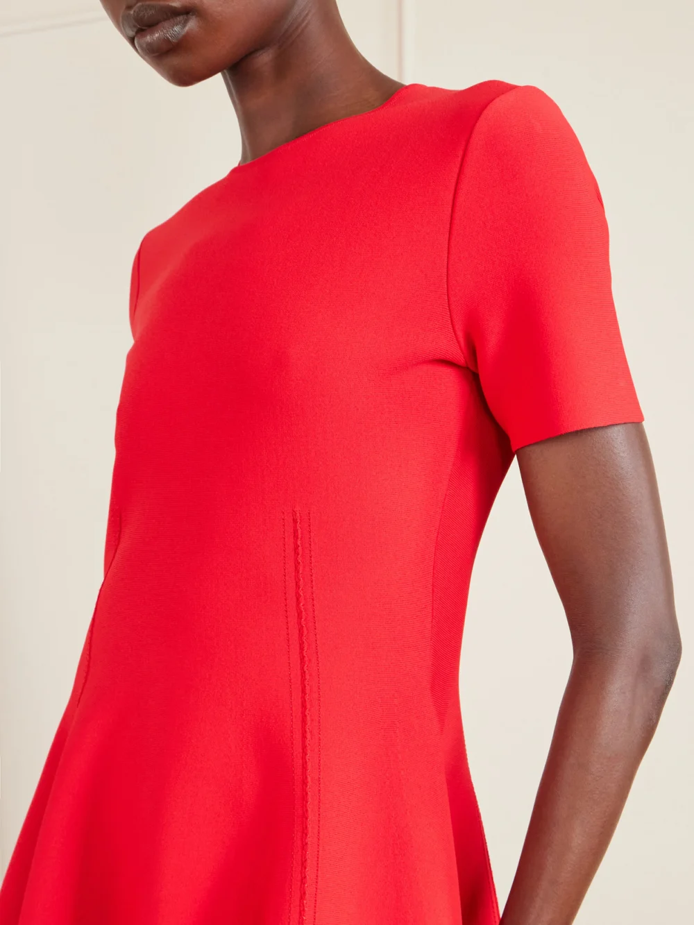 Close-up detail of the Alexander McQueen Knitted Mini Dress