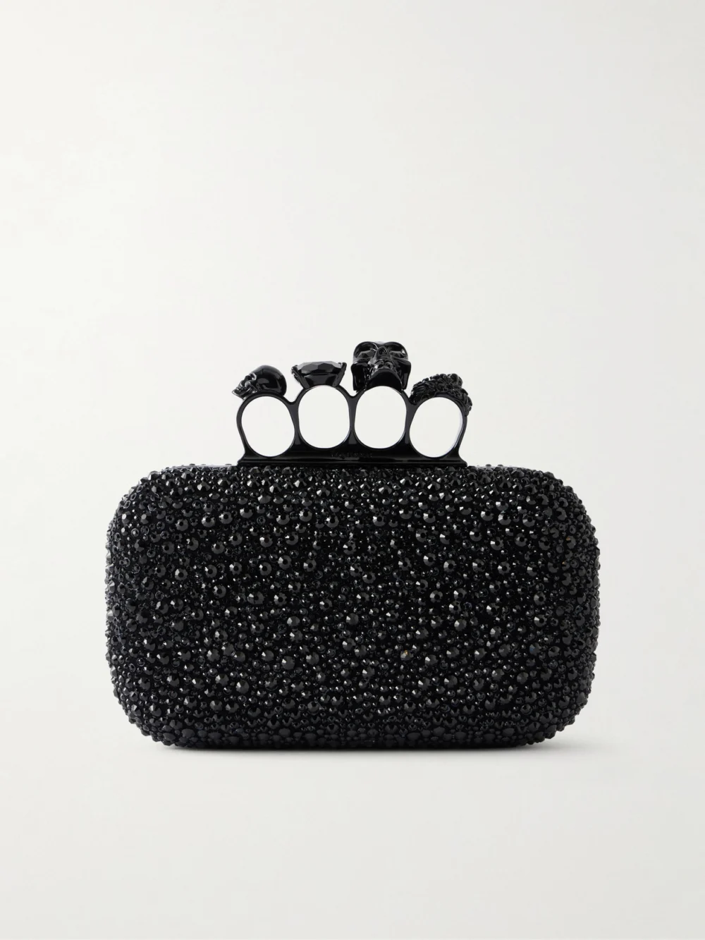 Alexander McQueen Knuckle Crystal-embellished Suede Clutch in black