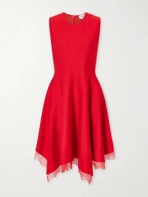 Alexander McQueen Lace-trimmed Jersey Midi Dress