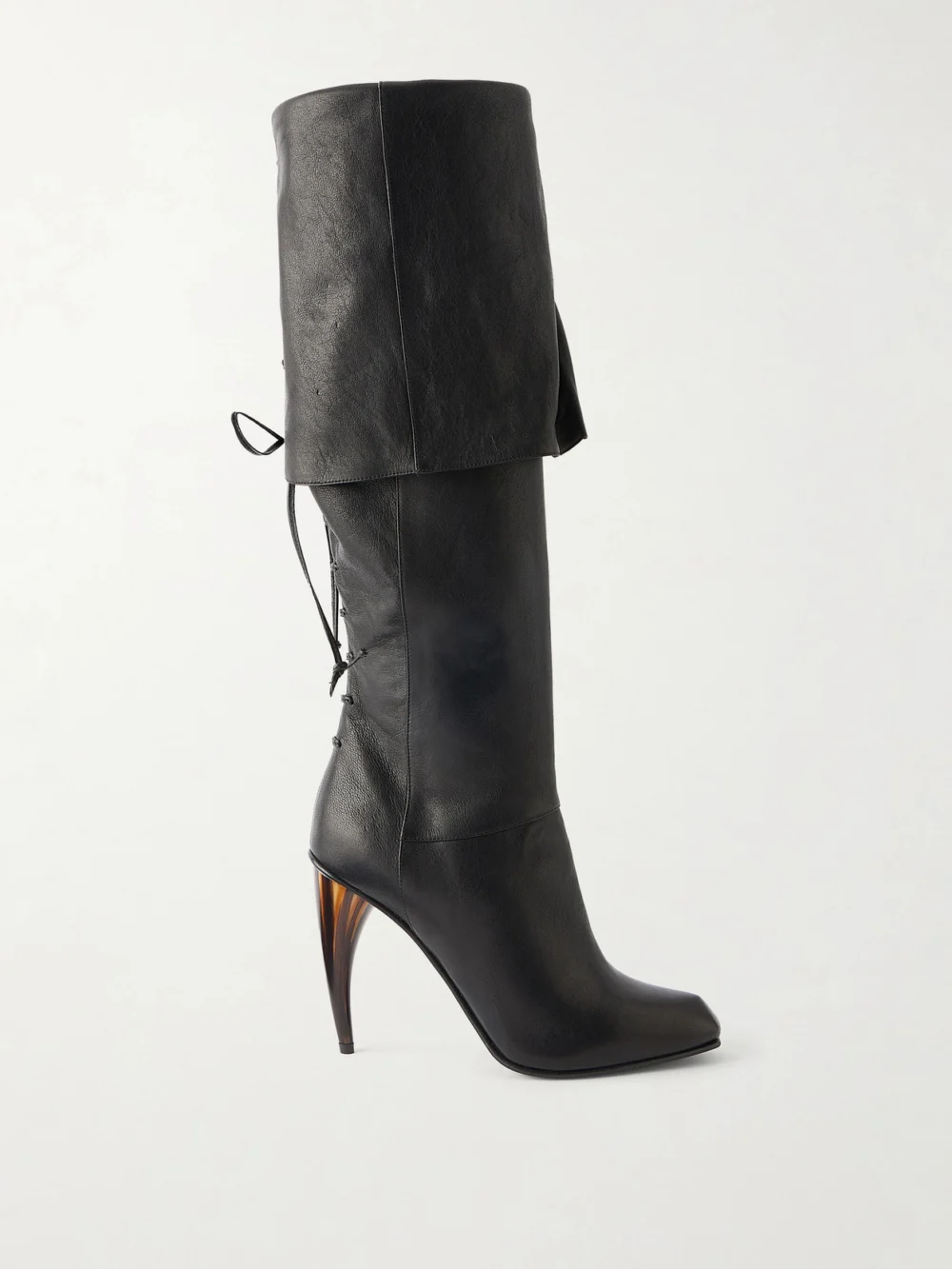Alexander McQueen Leather Lace-up Knee Boots in black