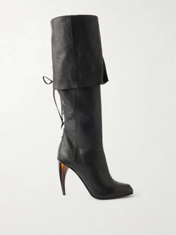 Alexander McQueen Leather Lace-up Knee Boots