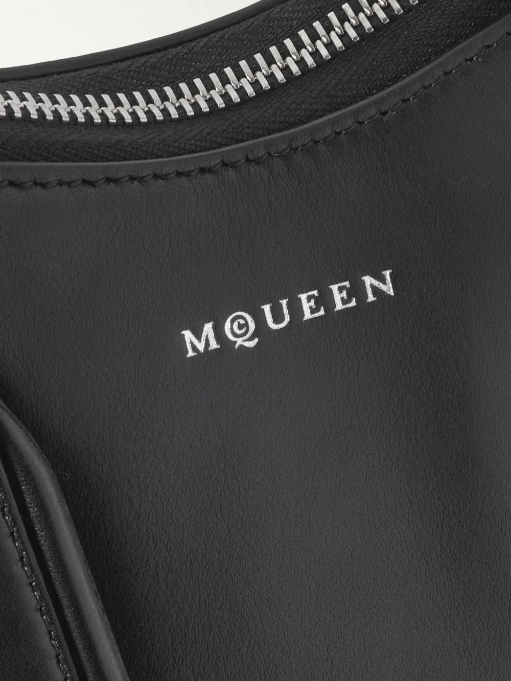 Close-up detail of the Alexander McQueen Manta Leather Shoulder Bag