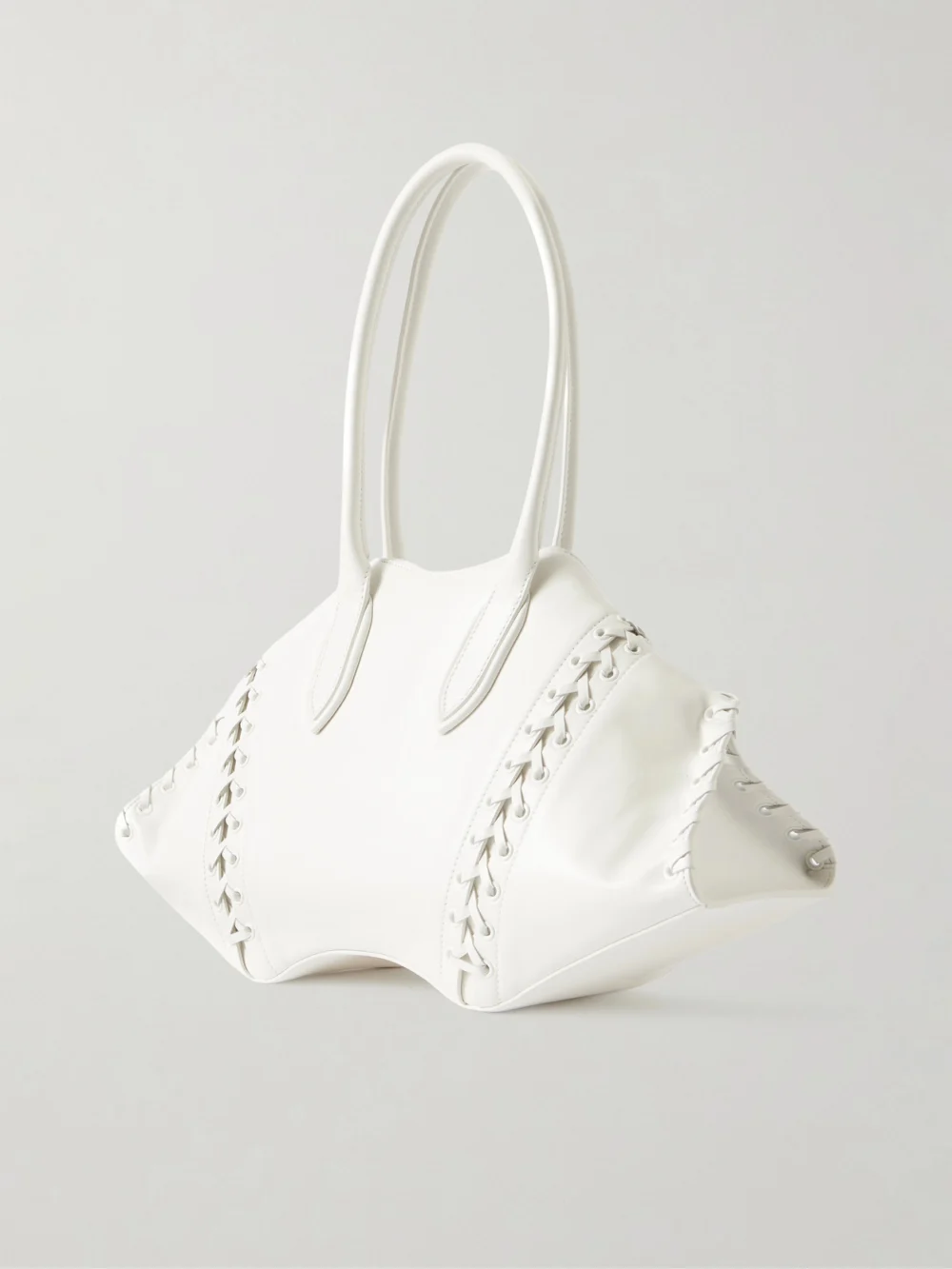 Back view of the Alexander McQueen Manta Tie-detailed Leather Shoulder Bag