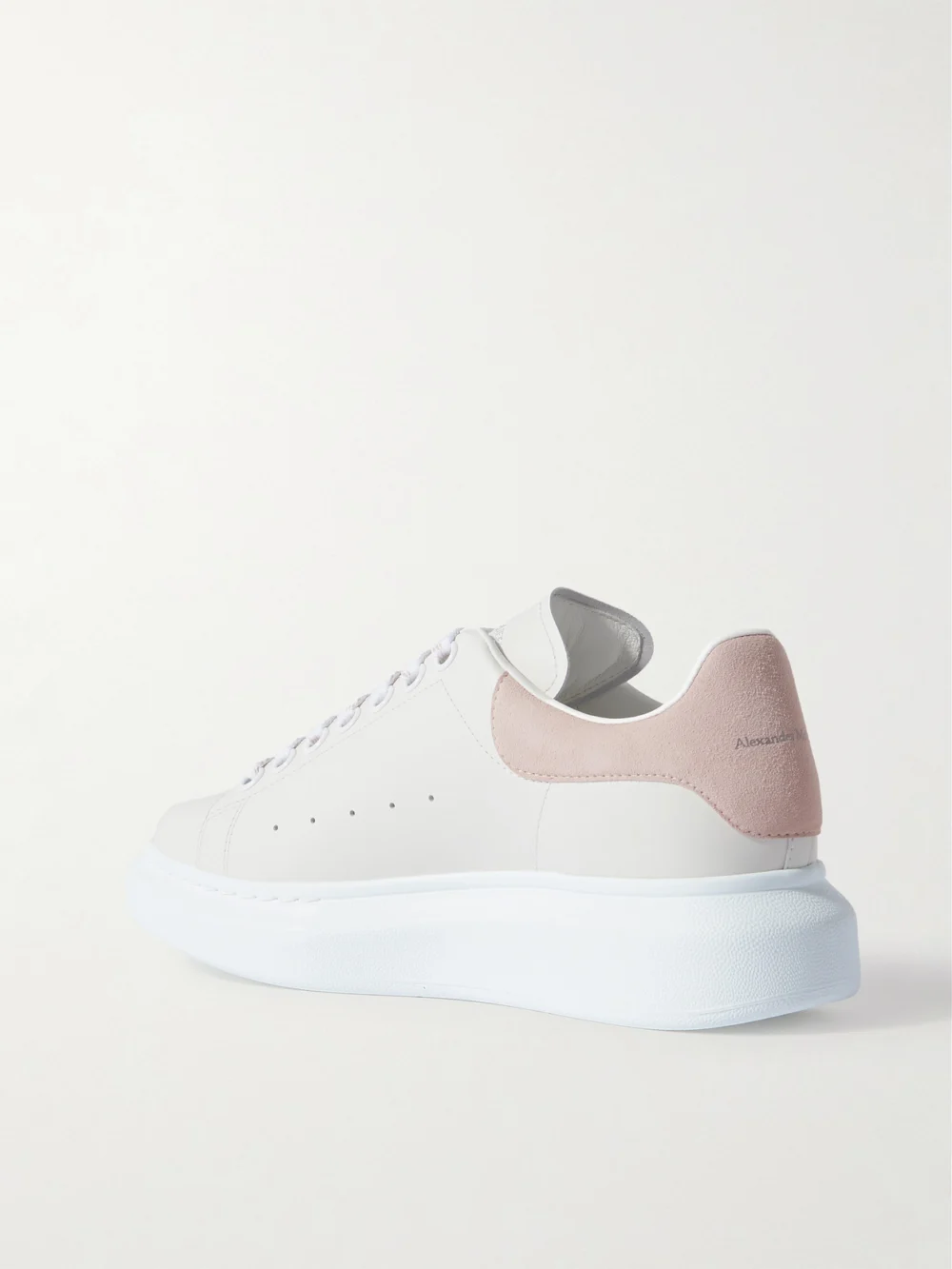 Back view of the Alexander McQueen Oversize-sole Suede-trimmed Leather Sneakers