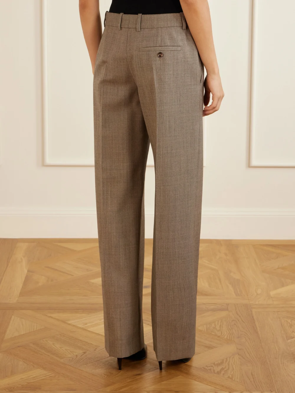 Back view of the Alexander McQueen Pleated Wool-gabardine Straight-leg Pants