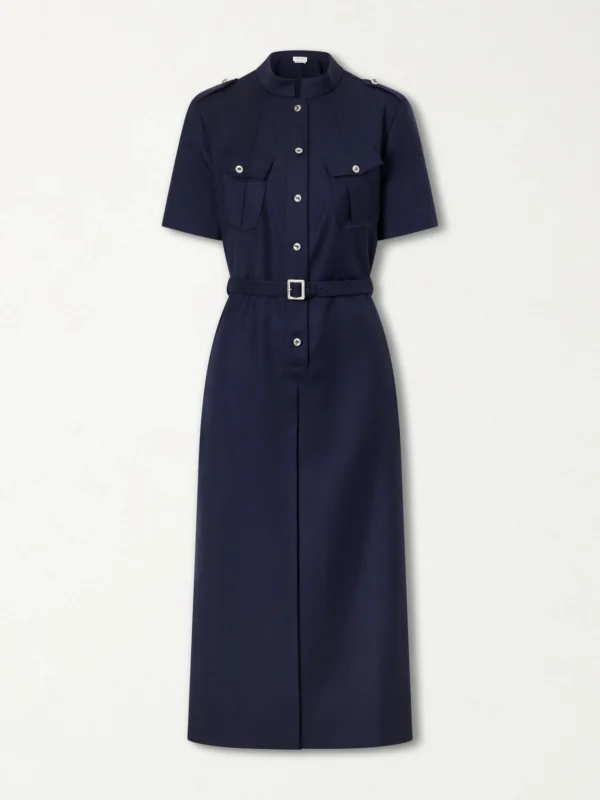 Alexander McQueen Police Belted Pleated Midi Dress