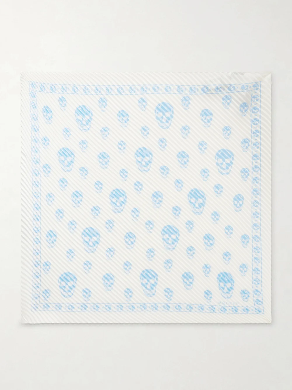 Alexander McQueen Printed Plissé Silk-satin Scarf in white