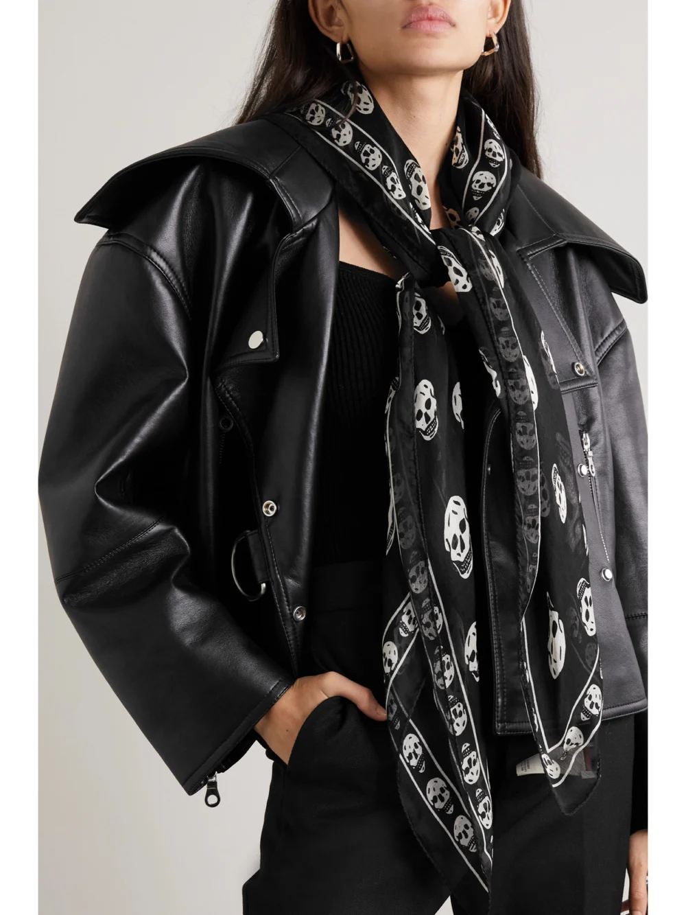 Alexander McQueen Printed Silk-chiffon Scarf, styled view
