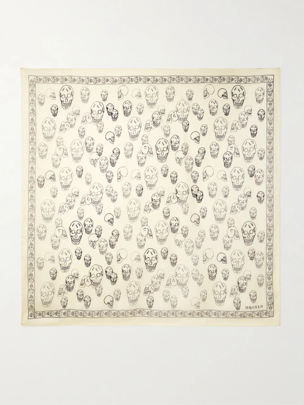 Alexander McQueen Printed Silk Scarf in ivory