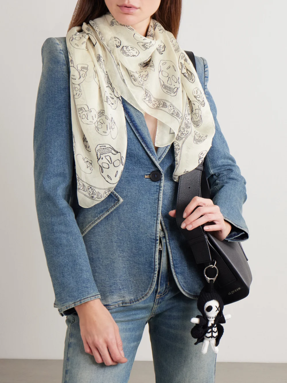 Alexander McQueen Printed Silk Scarf, styled view