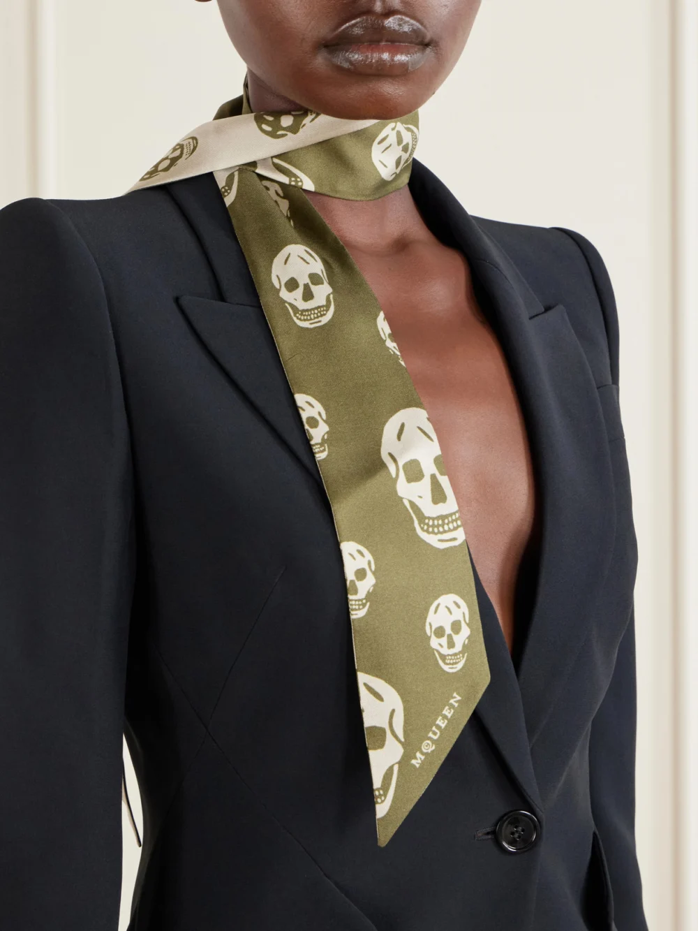 Alexander McQueen Printed Silk-twill Scarf, styled view
