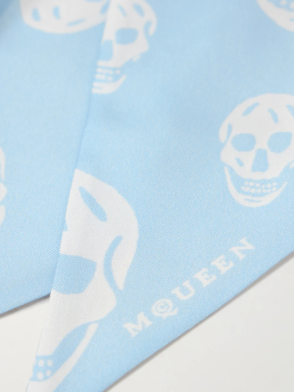 Close-up detail of the Alexander McQueen Printed Silk-twill Scarf