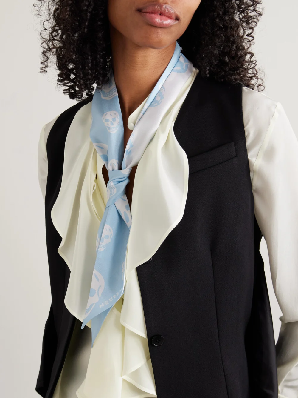 Alexander McQueen Printed Silk-twill Scarf, styled view