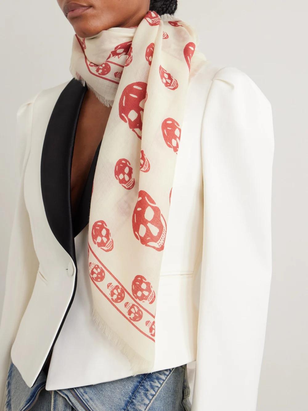 Alexander McQueen Printed Wool Scarf, styled view
