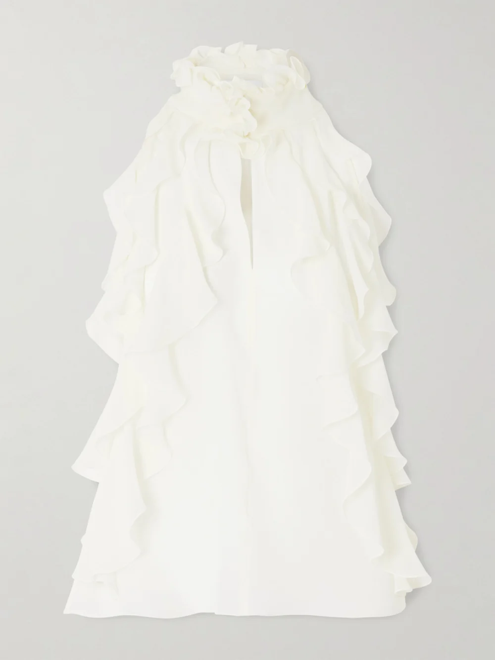 Alexander McQueen Ruffled Cutout Silk-georgette Top in cream
