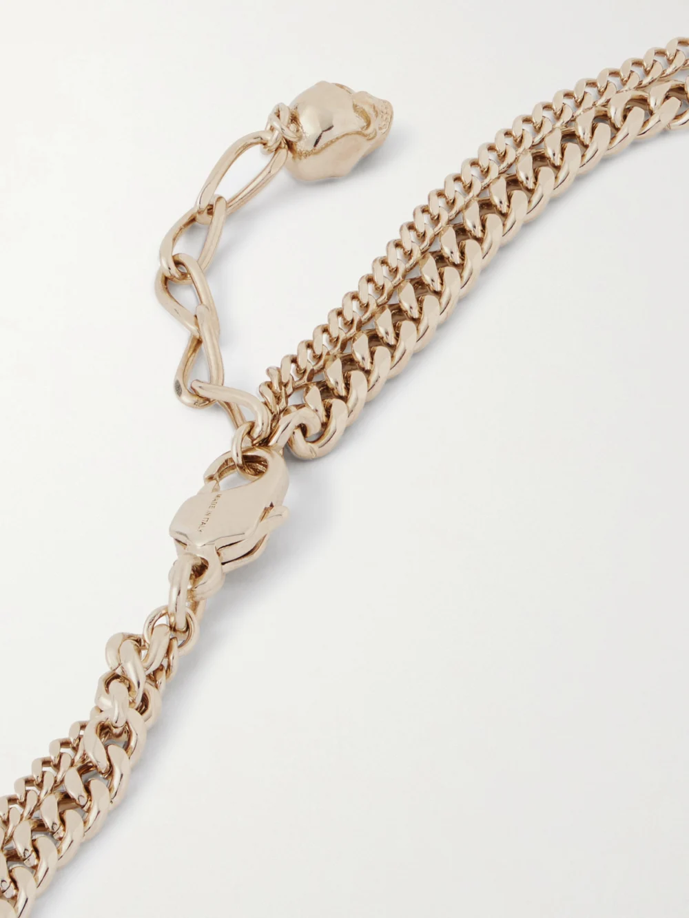 Back view of the Alexander McQueen Skull Gold-tone, Crystal and Pearl-like Necklace