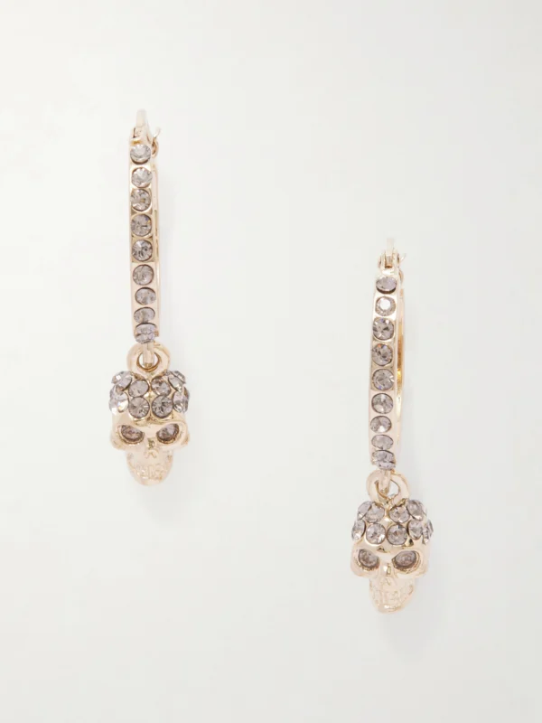 Alexander McQueen Skull Mini Creole Gold Plated Hoop Earrings
