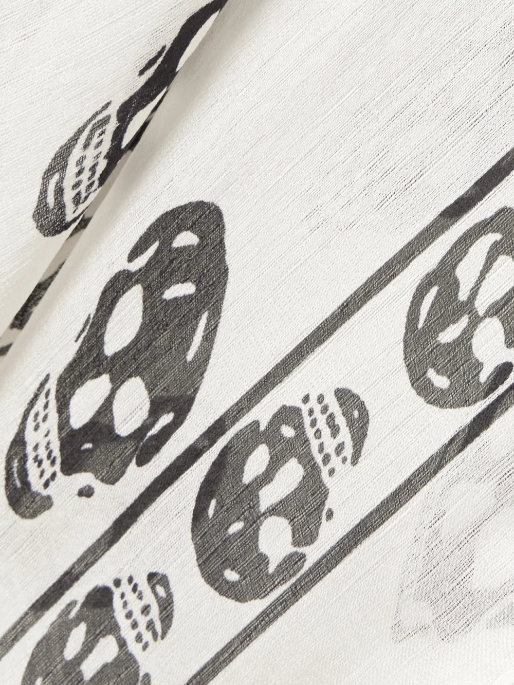 Close-up detail of the Alexander McQueen Skull Printed Silk-chiffon Scarf