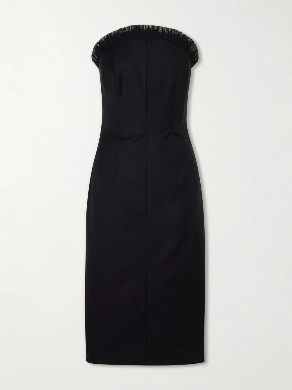 Alexander McQueen Strapless Ruffled Tulle-trimmed Wool Dress in black