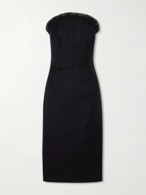 Alexander McQueen Strapless Ruffled Tulle-trimmed Wool Dress