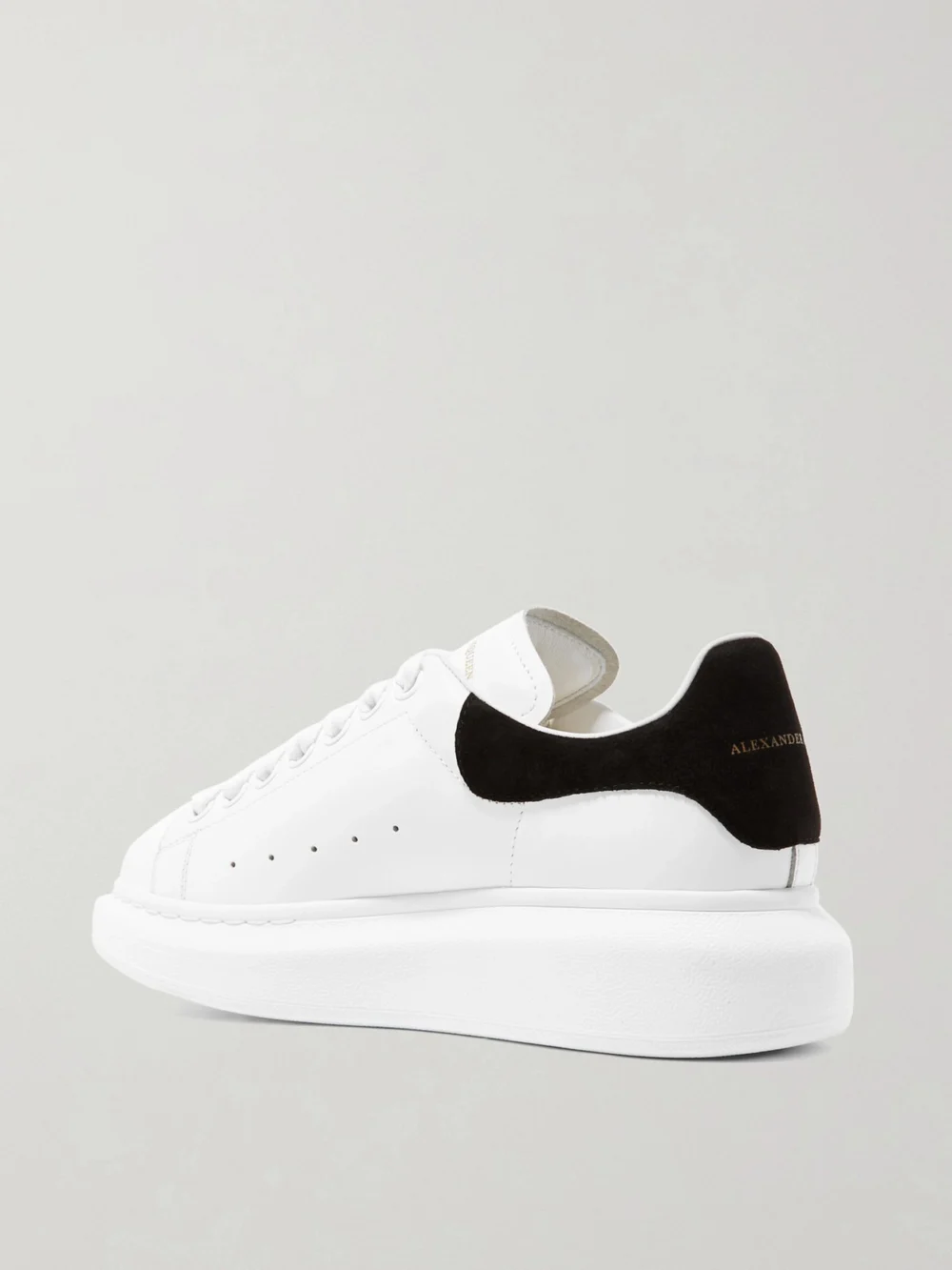 Back view of the Alexander McQueen Suede-trimmed Leather Exaggerated-sole Sneakers