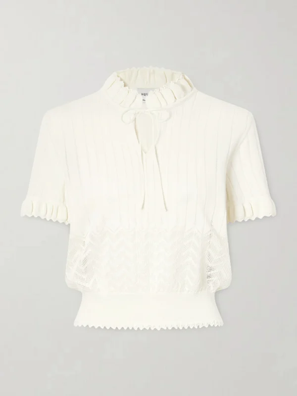 Alexander McQueen Tie-detailed Crocheted Polo Shirt
