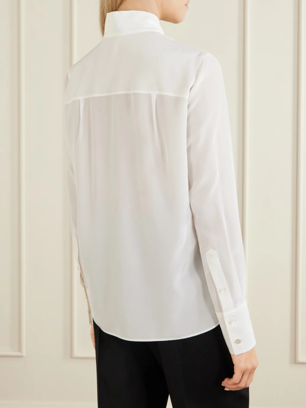 Back view of the Alexander McQueen Tie-detailed Silk-twill Shirt