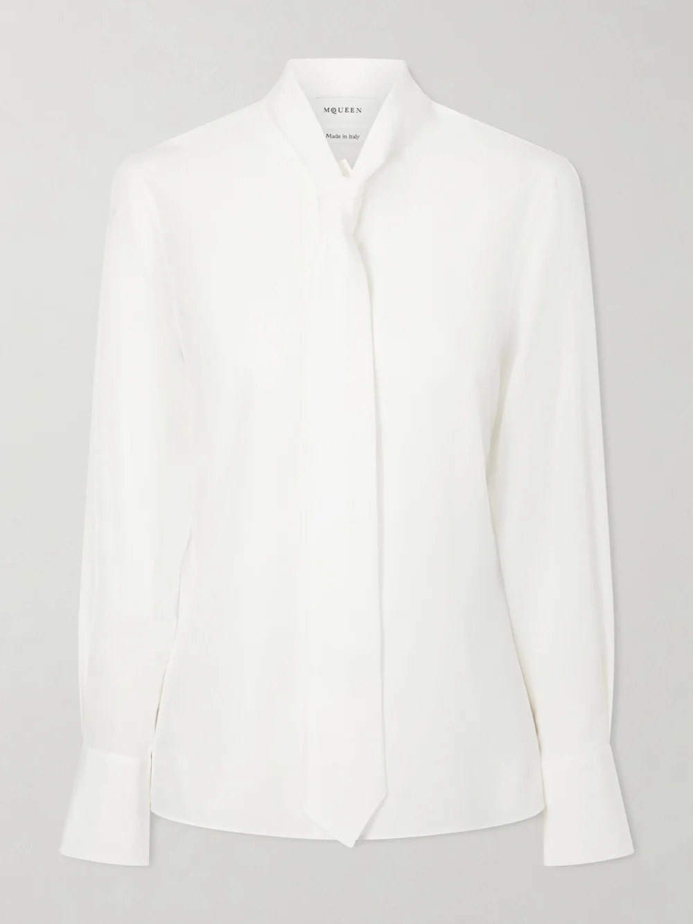 Alexander McQueen Tie-detailed Silk-twill Shirt in white