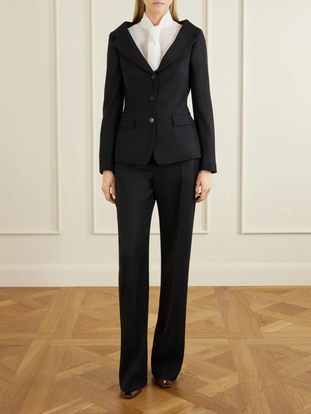 Alexander McQueen Tie-detailed Silk-twill Shirt, worn by a model