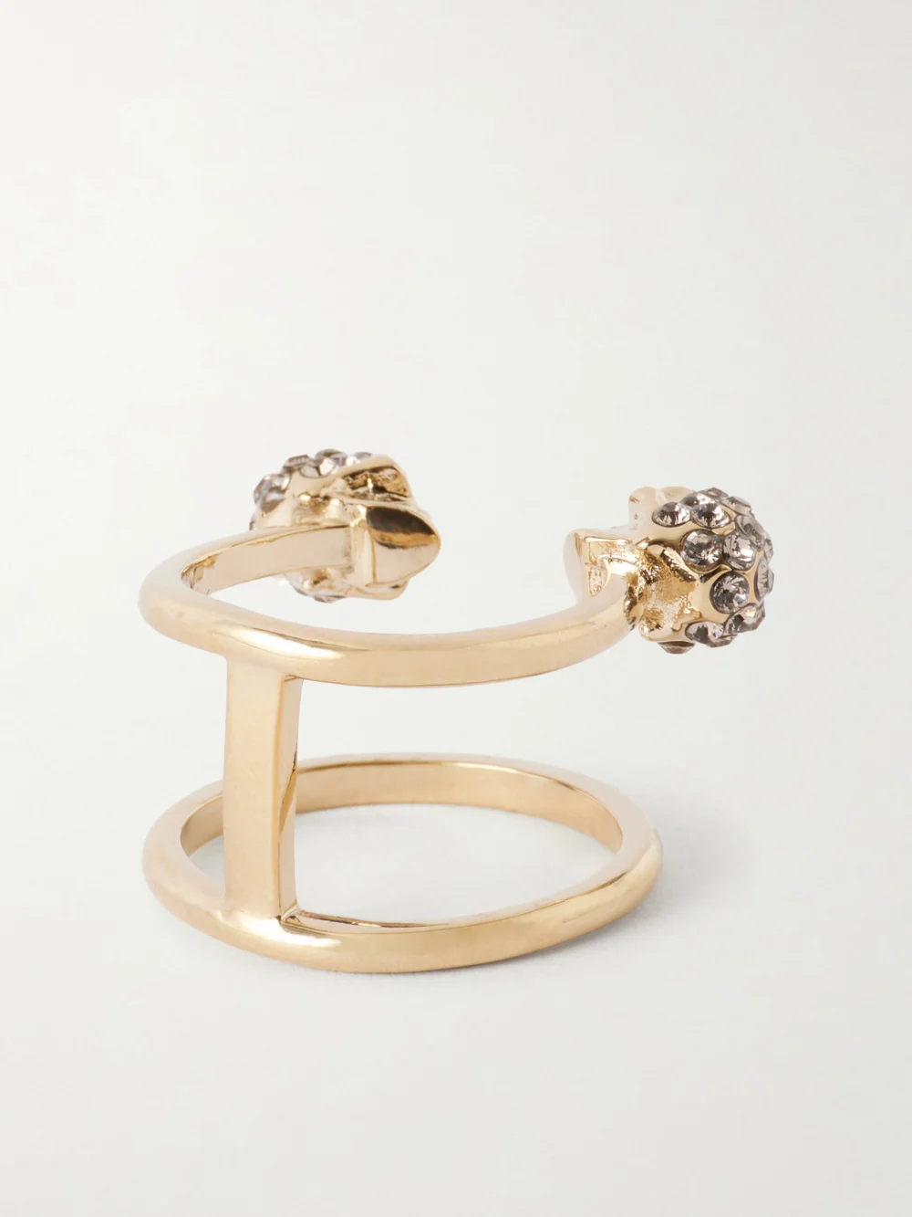 Back view of the Alexander McQueen Win Skull Gold Plated Double Ring