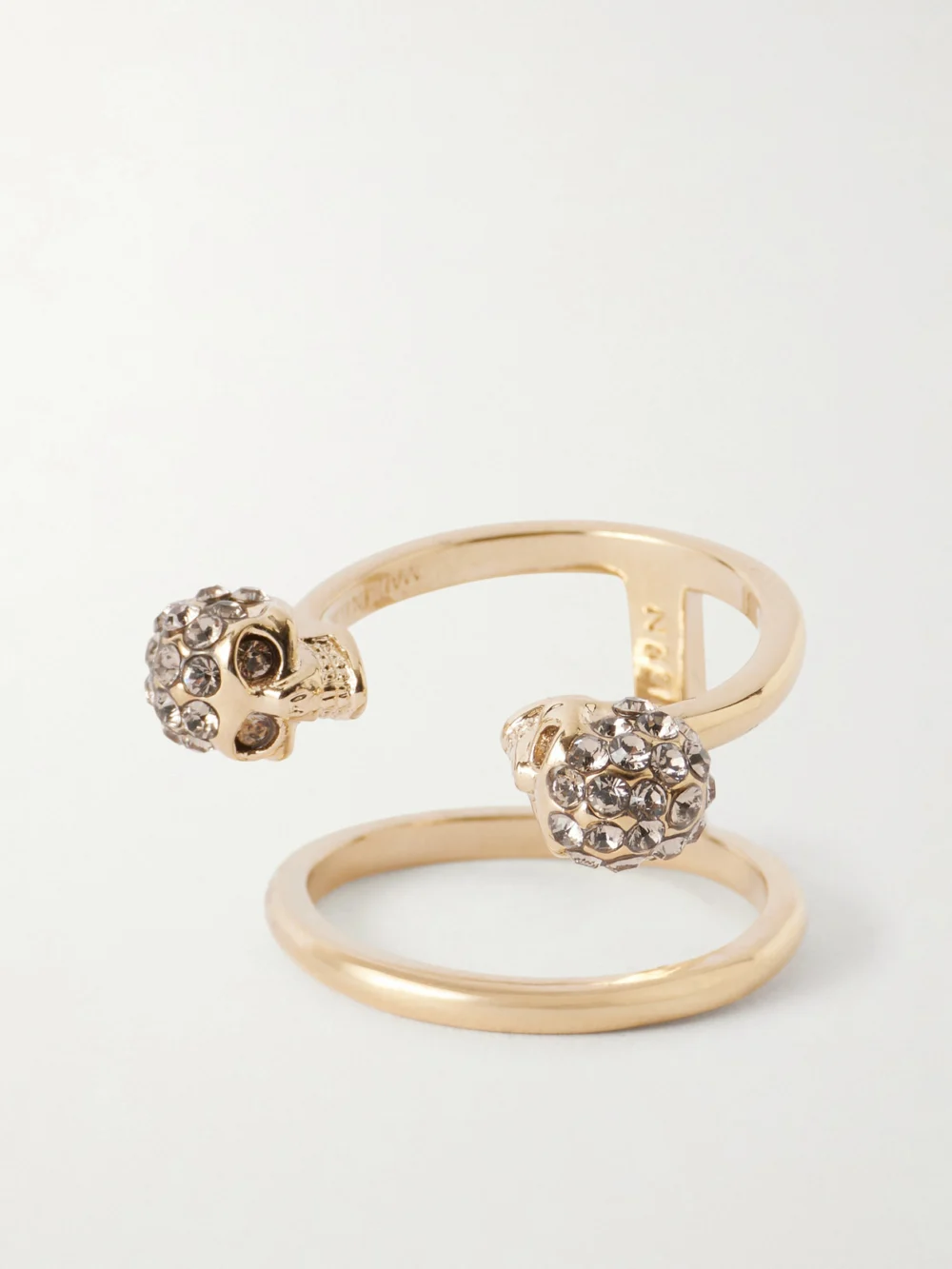 Alexander McQueen Win Skull Gold Plated Double Ring in 11