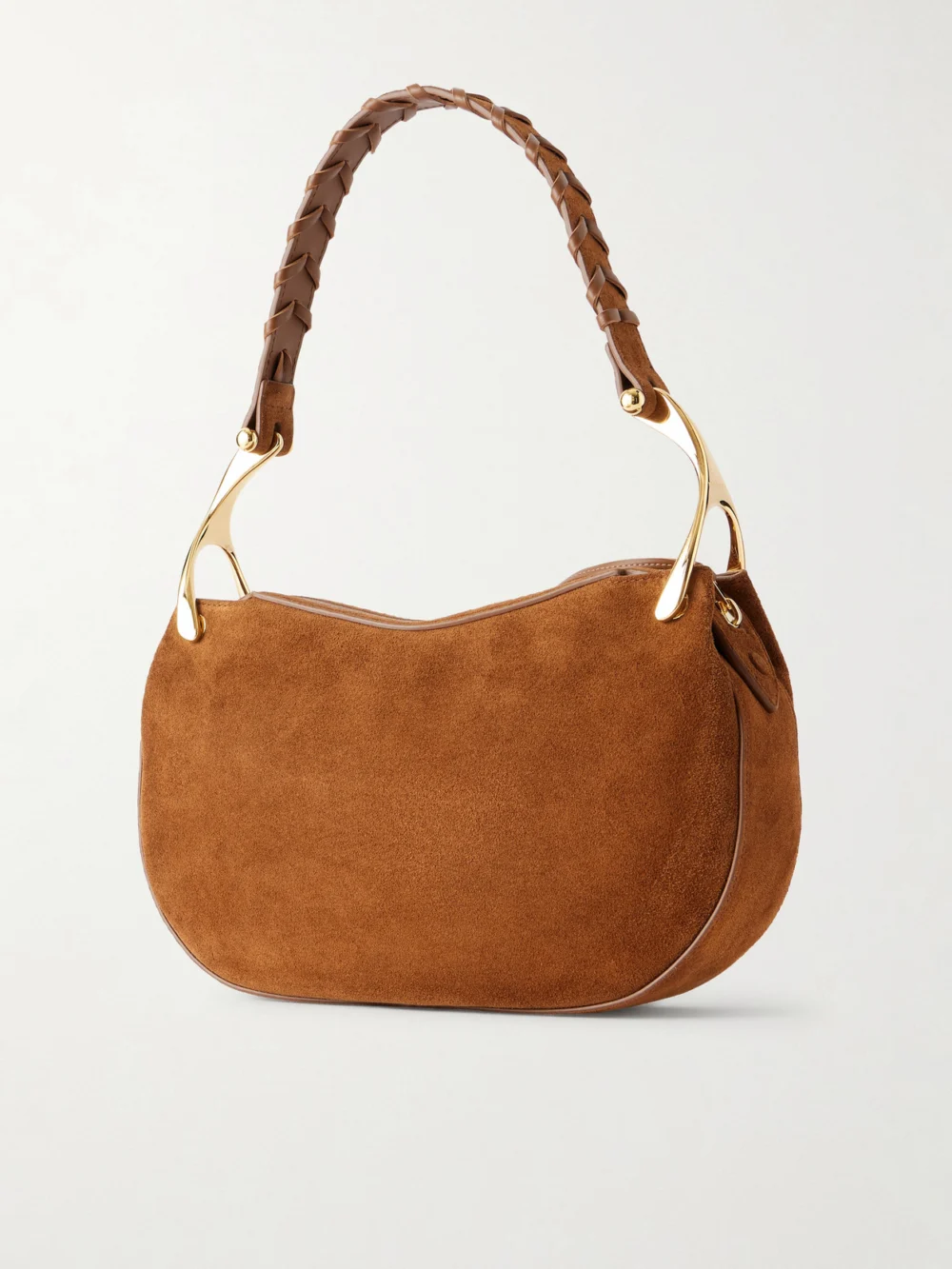 Back view of the Alexander McQueen Wishbone Leather-trimmed Suede Shoulder Bag
