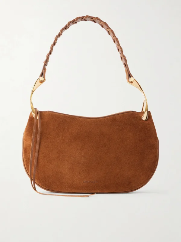 Alexander McQueen Wishbone Leather-trimmed Suede Shoulder Bag