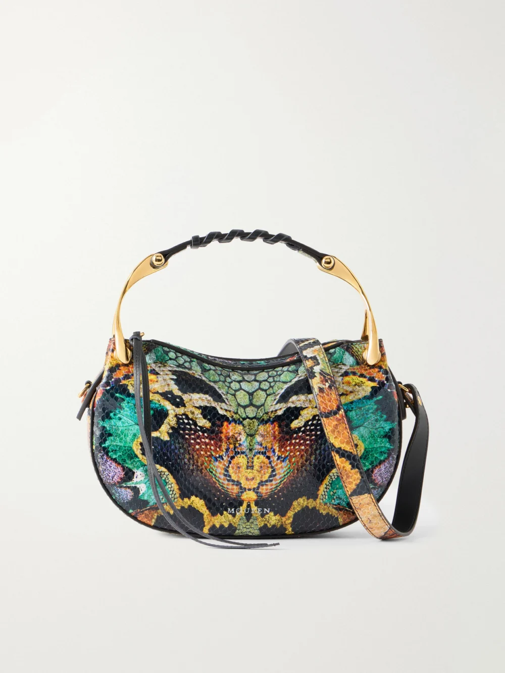 Alexander McQueen Wishbone Mini Snake-effect Leather Shoulder Bag in snake print