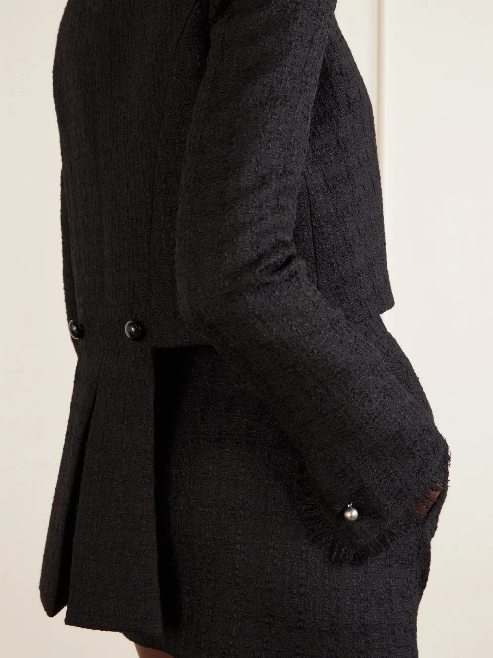 Close-up detail of the Alexander McQueen Wool and Mohair-blend Tweed Blazer