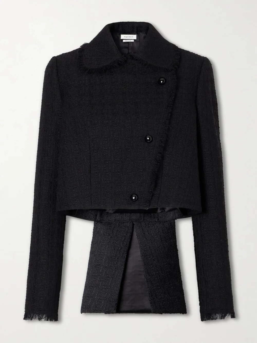 Alexander McQueen Wool and Mohair-blend Tweed Blazer in black