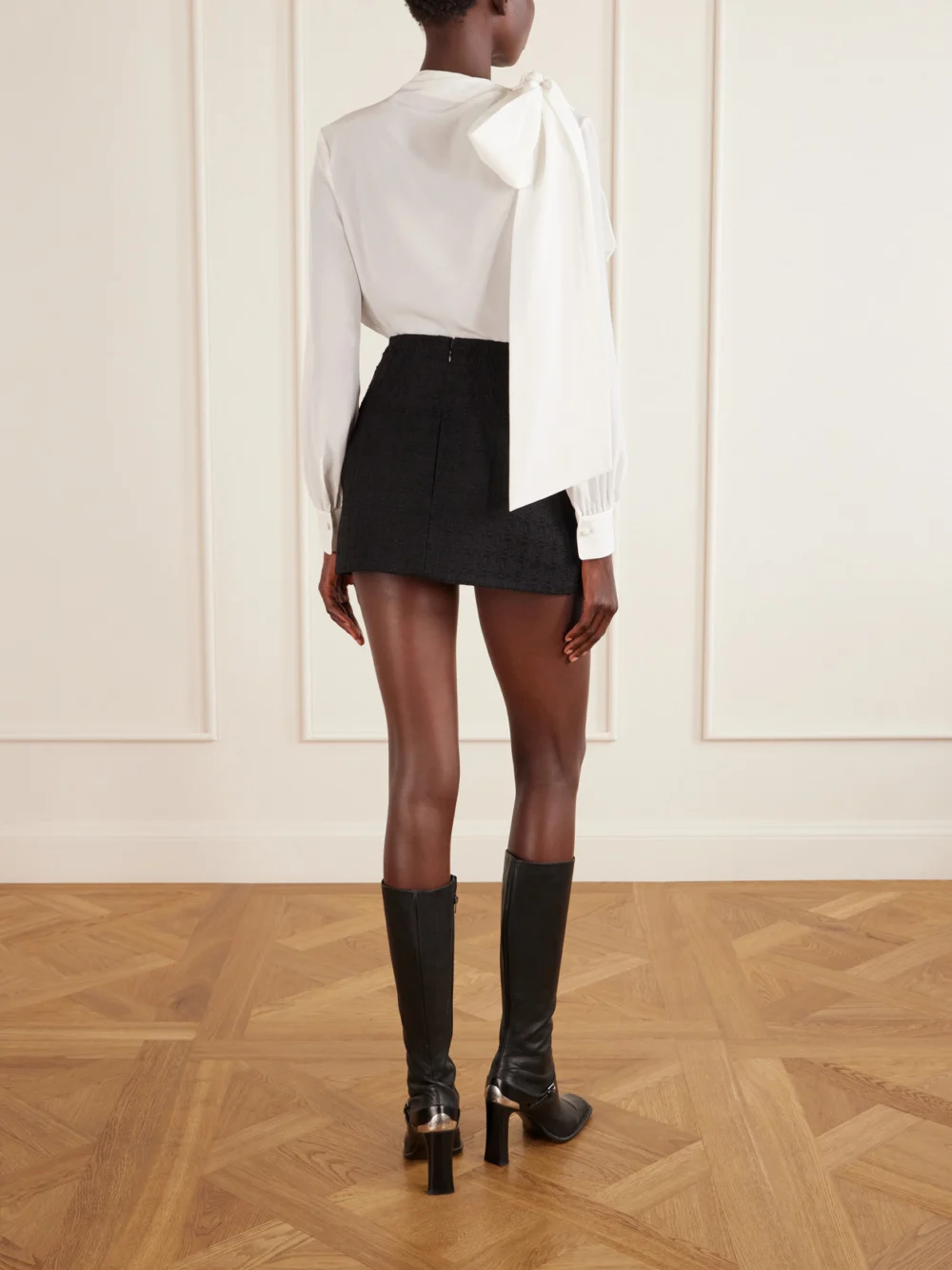 Back view of the Alexander McQueen Wool and Mohair-blend Tweed Mini Skirt