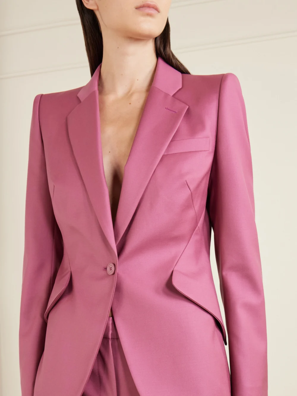 Close-up detail of the Alexander McQueen Wool Blazer
