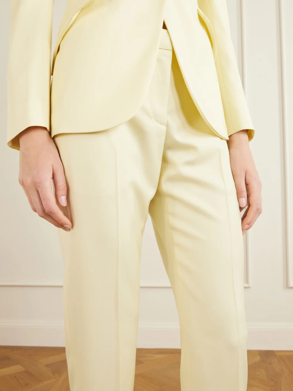 Close-up detail of the Alexander McQueen Wool Straight-leg Pants