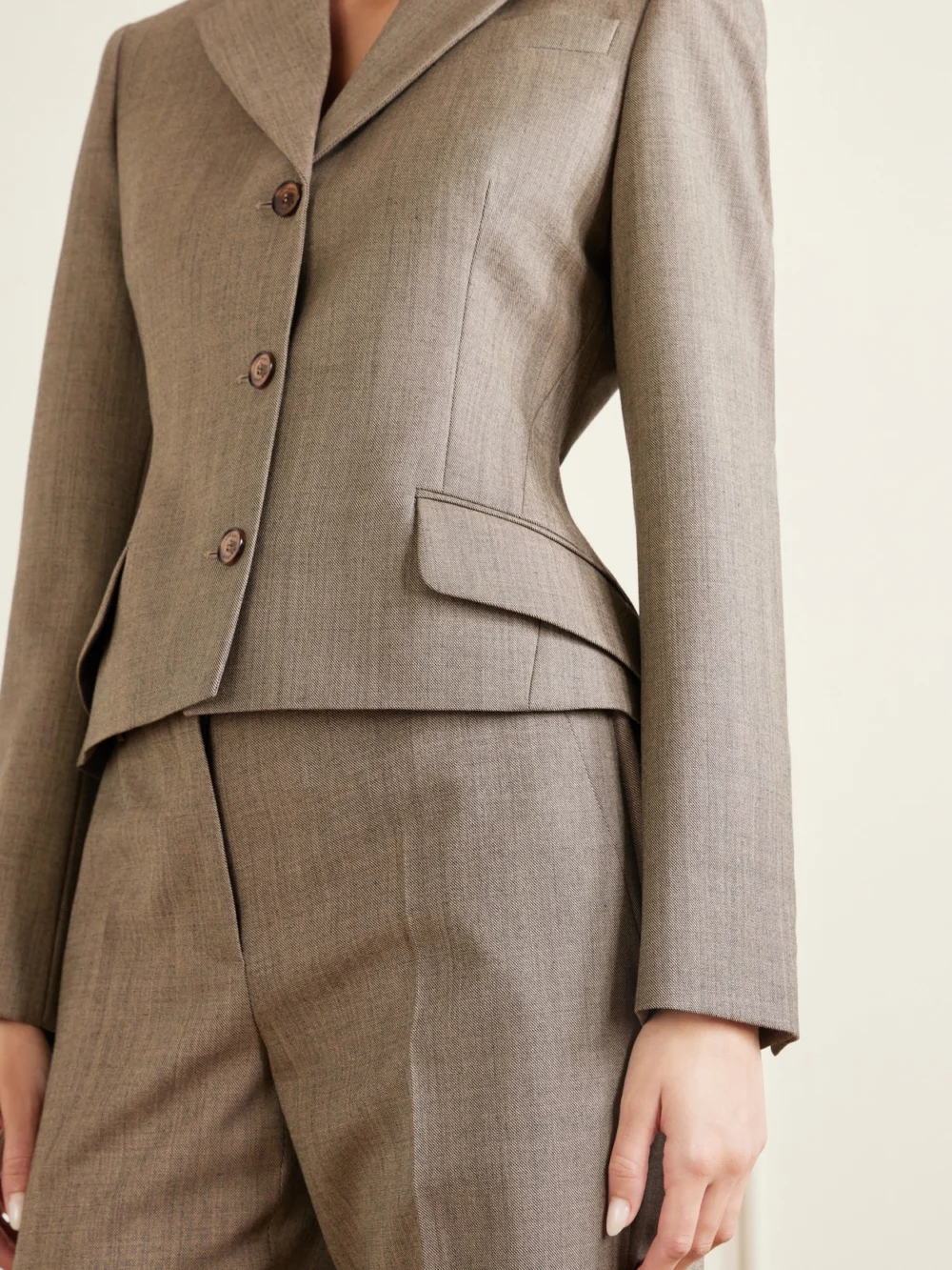 Close-up detail of the Alexander McQueen Wool Twill Blazer