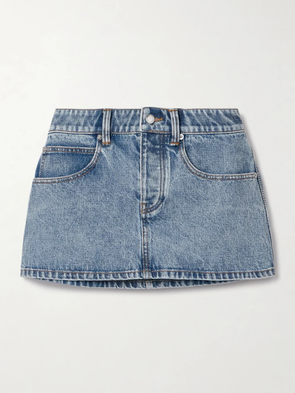 Alexander Wang Crystal-embellished Denim Mini Skirt in blue