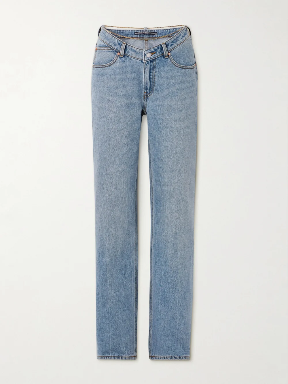 Alexander Wang Nameplate Embellished Mid-rise Straight-leg Jeans in light blue