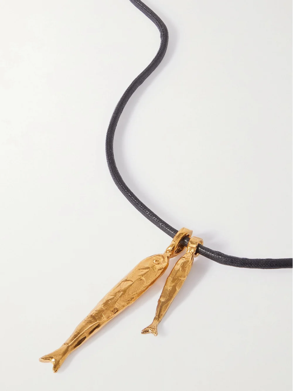 Close-up detail of the Alighieri Gone Fishing Gold-plated Cord Necklace