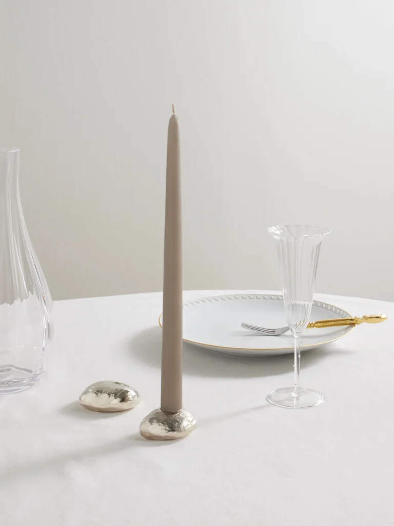 Alighieri The Floating Pebble Set of Two Silver-plated Candlesticks