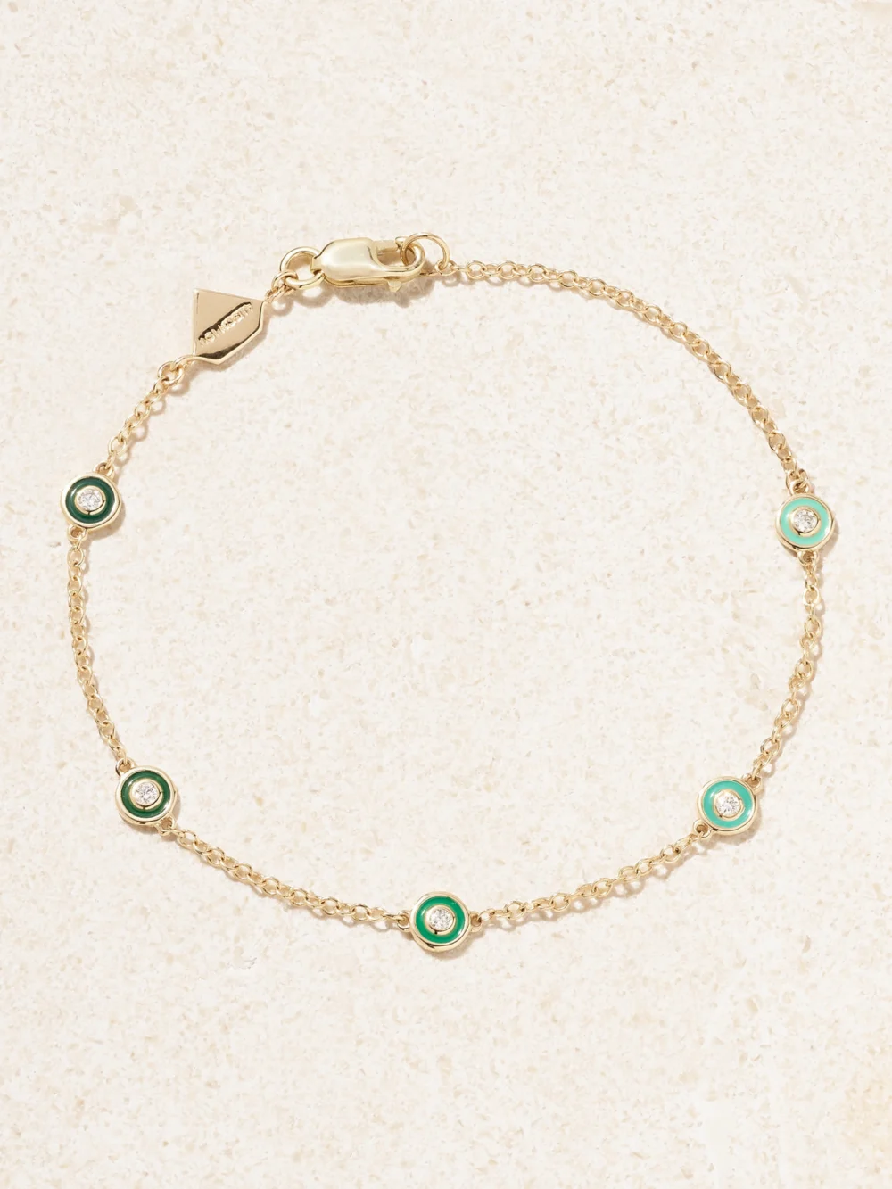 Alison Lou Bezel By the Yard 14-karat Gold, Enamel and Diamond Bracelet in green