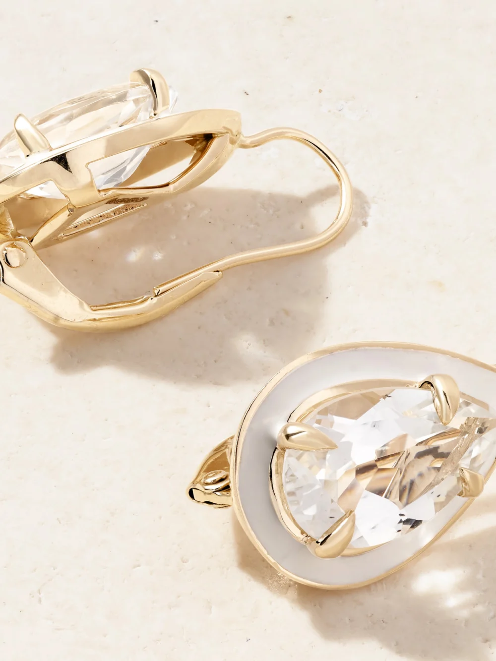 Back view of the Alison Lou Cocktail 14-karat Gold, Topaz and Enamel Earrings